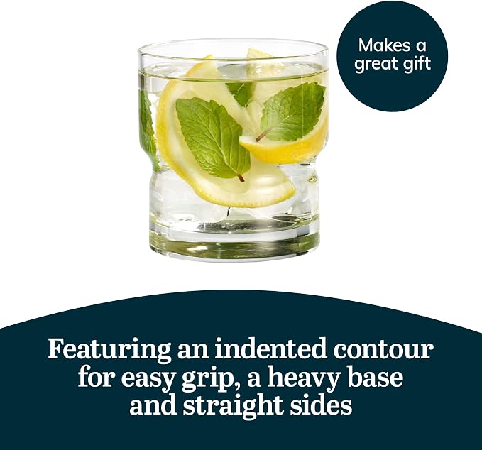 Libbey Newton Double Old Fashioned Glasses Set of 6, Sleek, Stackable Short Drinking Glasses, Lowball Cocktail Glasses for Anniversaries, Holidays - Image 5