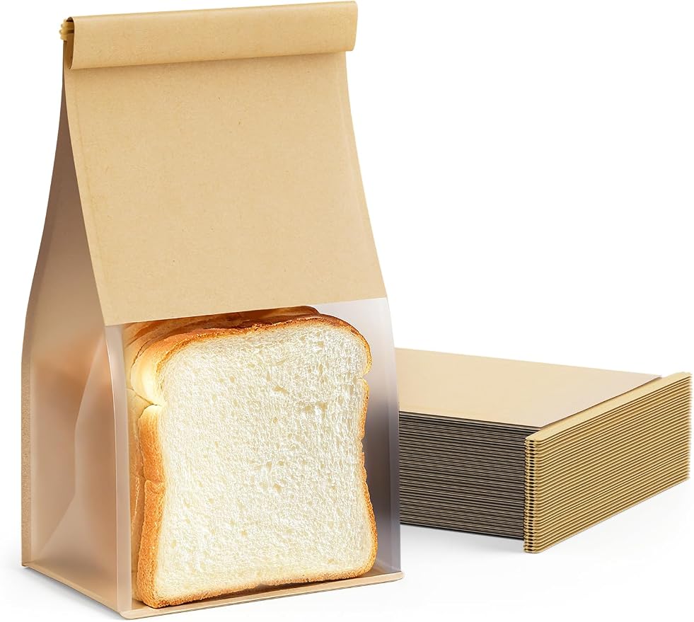 FireKylin Bread Cookie Bags with Window & Tin Tie 5.1x3.9x11.0 (50,Medium) | Food Safe Brown Paper, Clear Window, Reusable Tin Tie, for Homemade Bread, Cookies, Muffins, Pastry, Candy, Party Favor - Image 8