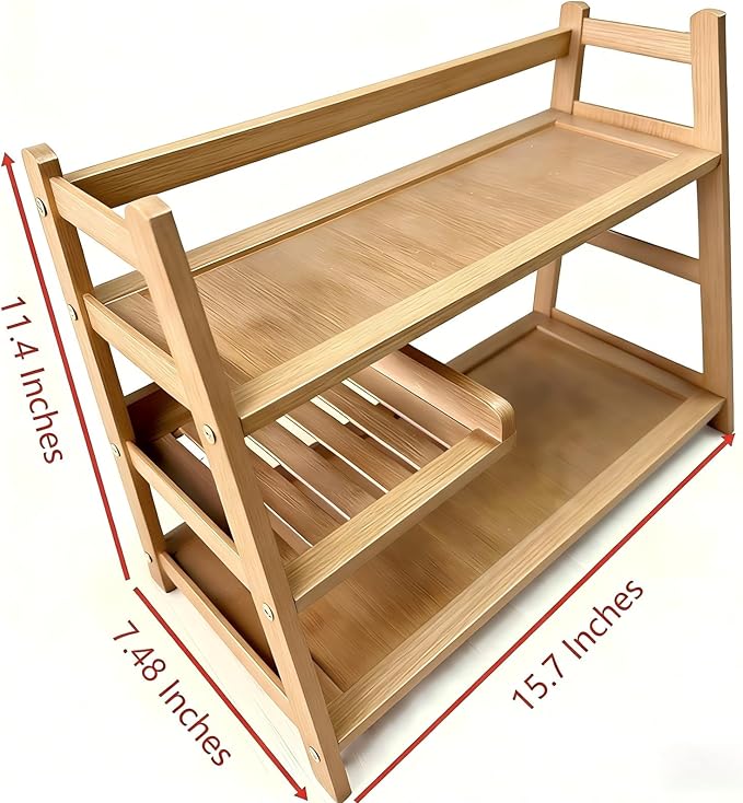 3 Tier Bamboo Matcha Station, coffee station organizer Shelf | for Kitchen Countertop, Tea Bar - Matcha Powder, Tools & Cup Organizer for Matcha Lovers, Home Baristas. - Image 5