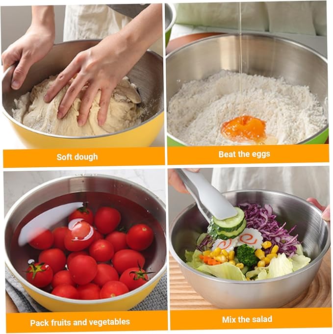 Stainless Steel Mixing Bowl Set, 700/1200/1800/2000ml Large Mixing Bowl with Scale, Stackable Thickened Kitchen Tools for Cooking, Baking, PreppingChristma