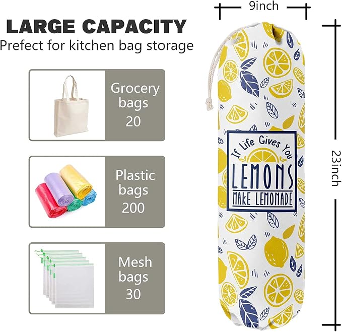 If Life Gives You Lemons Make Lemonade, Kitchen Grocery Bags Holder Container Organizer, Plastic Bag Holders Storage for Garbage Shopping Trash Sack, Gift for Women Mother Grandmother Friend - Image 2