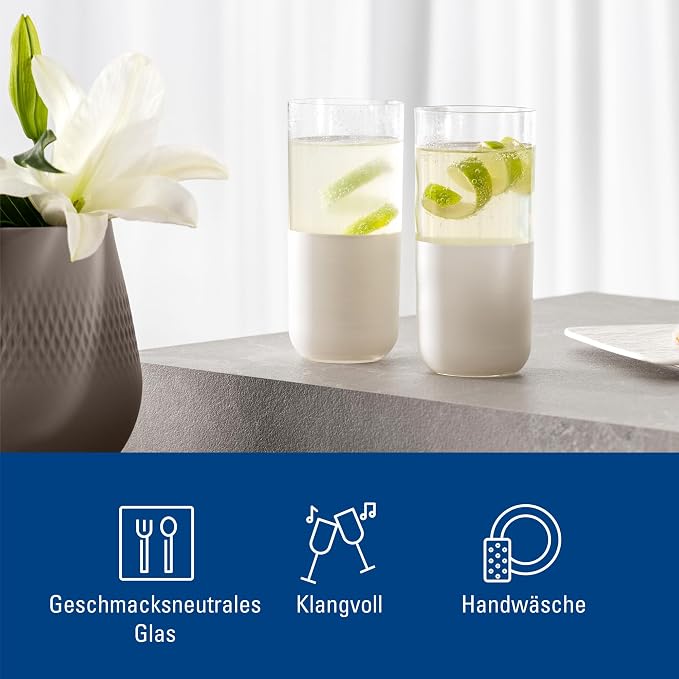 Villeroy & Boch - Manufacture Rock Blanc Long Drink Tumbler Set, 4 pcs. Set of Drinking Glasses for Cocktails and Mocktails, 14.5 oz, Crystal Glass, Matte White Slate Look | Matte-white crystal glass long drink tumblers, hand wash only, mix cocktails a... - Image 6