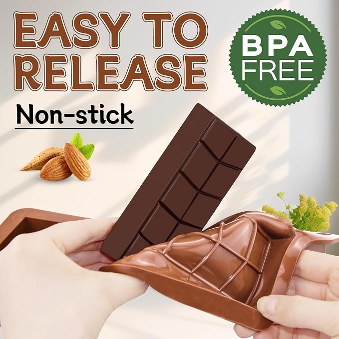 Chocolate Bar Molds Silicone Non Stick 0.82inch Deep,Thick Dubai Shapes Chocolate Stuffed Bar Mold Kit for Filling Knafeh Candy(2 Pack and 100pcs Bags) - Image 4