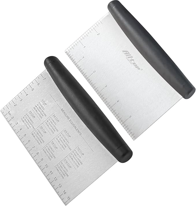 ALLTOP Bench Scraper & Chopper - Baking Essentials,Stainless Steel Blade Knife,Ideal Kitchen Tool for Home Baking and Meal Prep, Bread Making, Pasta,Pastry,Dough and Cake - Set of 2 Pack - Image 8