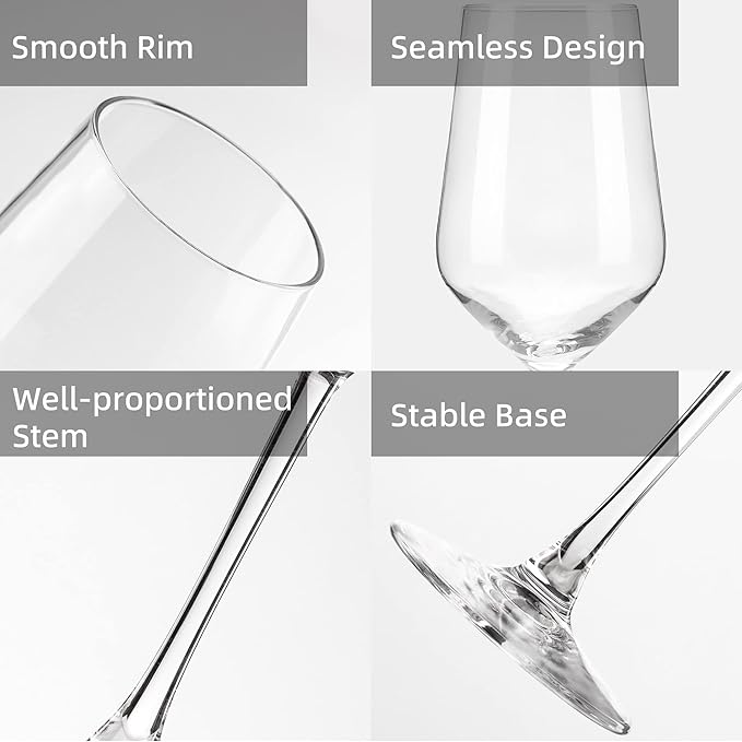 YANGNAY Wine Glasses (Set of 12, 13 Oz), Clear Wine Glasses for Red or White Wine, Smooth Rim, Dishwasher Safe - Image 3