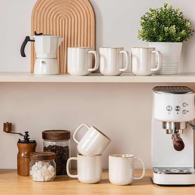 vancasso Coffee Mugs Set of 6, 12 Oz Ceramic Coffee Cups with Handle, Ceramic Unique Glaze Coffee Cup for Cappuccino, Latte, Tea, Cocoa, Dishwasher & Microwave Safe Gift Sets, Beige, Series PLAYA - Image 9