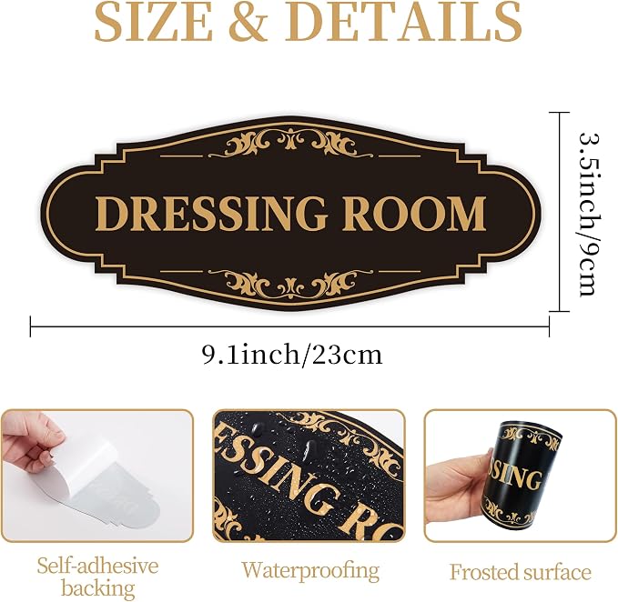 Dressing Room Sign for Door，Self-Adhesive Waterproof Vinyl Vintage Changing Room Signage Sticker, Fitting Room Decor for Home, Business, Shop, Theaters, Clothing Stores, Gyms, Hotels - Image 2