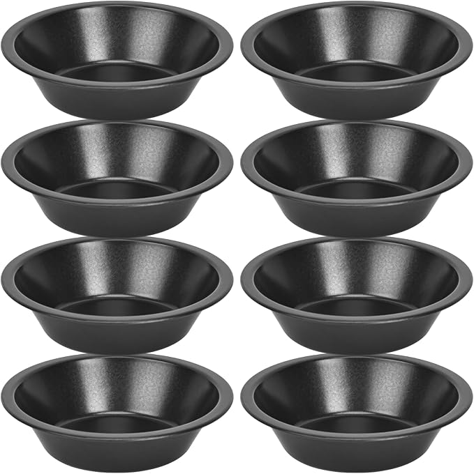 8 Pcs Small Pie Pans, 5 inch Round Cake Pans with Rolled Edges, Non-Stick Carbon Steel Baking Tins, Small Tart Pans for Pies, Quiche, Muffins and Personal Desserts by Unknown