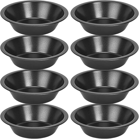 8 Pcs Small Pie Pans, 5 inch Round Cake Pans with Rolled Edges, Non-Stick Carbon Steel Baking Tins, Small Tart Pans for Pies, Quiche, Muffins and Personal Desserts by Unknown