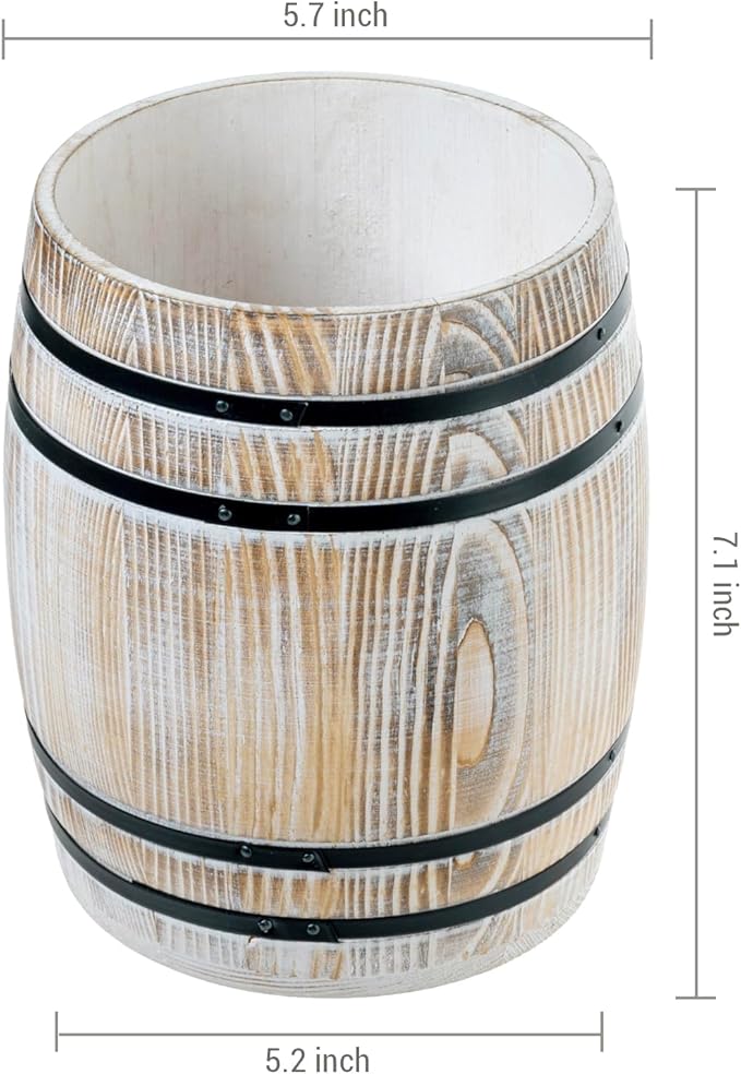 MyGift Whitewashed Wood Wine Barrel Kitchen Utensil Holder Crock | Vintage wine barrel design adds rustic charm while keeping cooking utensils organized and accessible on kitchen counters - Image 5