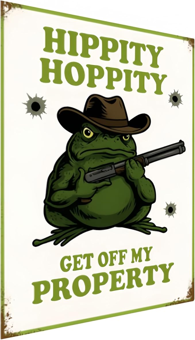 Funny Frog Metal Sign, Rustic Vintage Room Decor for Bedroom Door, Humorous “Stay Away” Warning Plaque, Garden and Garage Wall Art, 8x12 Inches by carastora