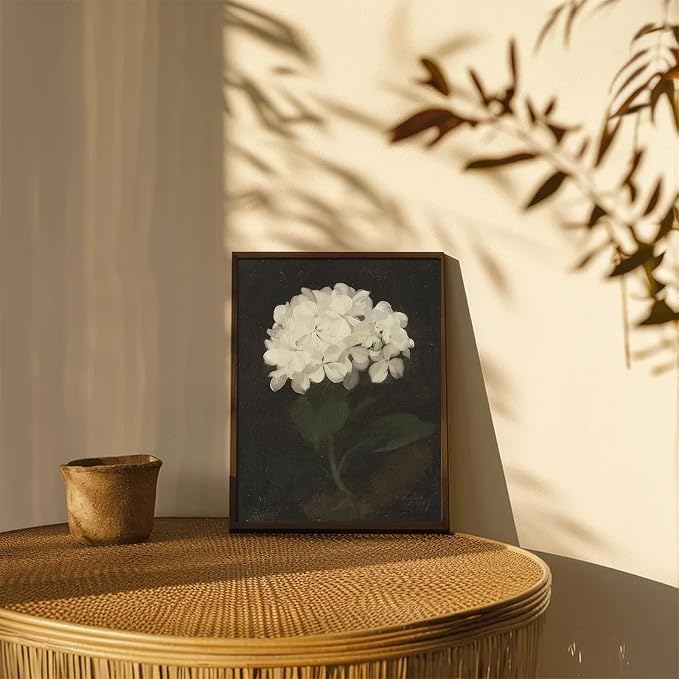 XOCUUI Unframed Vintage Wall Art for Living Room, Flowers Painting Canvas Prints Shelf Decor for Kitchen, Aesthetic Bedroom Wall Art, Christmas Gifts for Friends or Family (White Hydrangea 11"x14") - Image 7