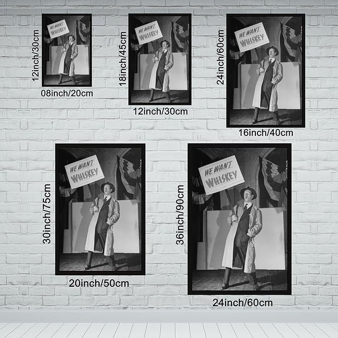 We Want Whiskey, Vintage Prohibition, Black And White , Alcohol Speakeasy Poster Canvas Poster Wall Art Decor Print Picture Paintings for Living Room Bedroom Decoration Black Frame 08x12in(20x30cm) - Image 2