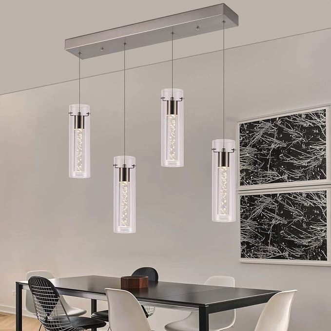 Pendant Lights Kitchen Island with Remote, 3000K-6000K Dimmable LED Brushed Nickel Pendant Light Fixtures, Modern Kitchen Pendant Lighting Over Island for Dining Room & Bar Counter - Image 4