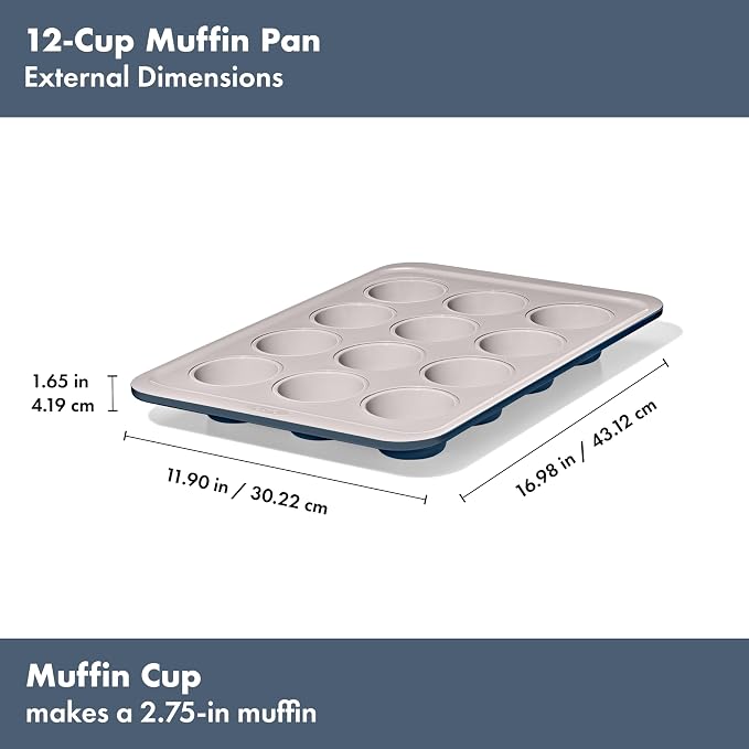 OXO Good Grips Non-Stick Pro Ceramic Coated Metal Bakeware 12 Cup Muffin Pan – Storm Blue - Image 6