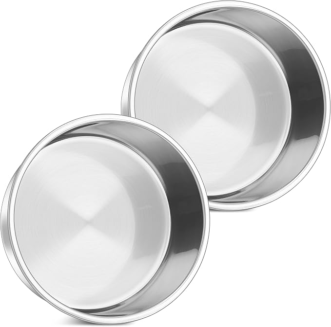 Herogo Cake Pans Set of 2, 6'' x 3'' Stainless Steel Deep Round Baking Pans, for Layer Birthday Wedding Christmas Cakes, Deep Side & One-piece Construction, Oven & Dishwasher Safe by Herogo