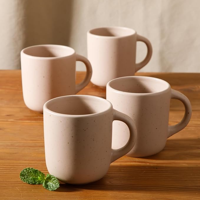 Bloomhouse - Two Time Oprah's Favorite Things Winner - Corsica Clay 4-Piece Mug Set – Prosecco Blush Pink Stoneware Coffee & Tea Cups, Durable Ceramic Drinkware - Image 5