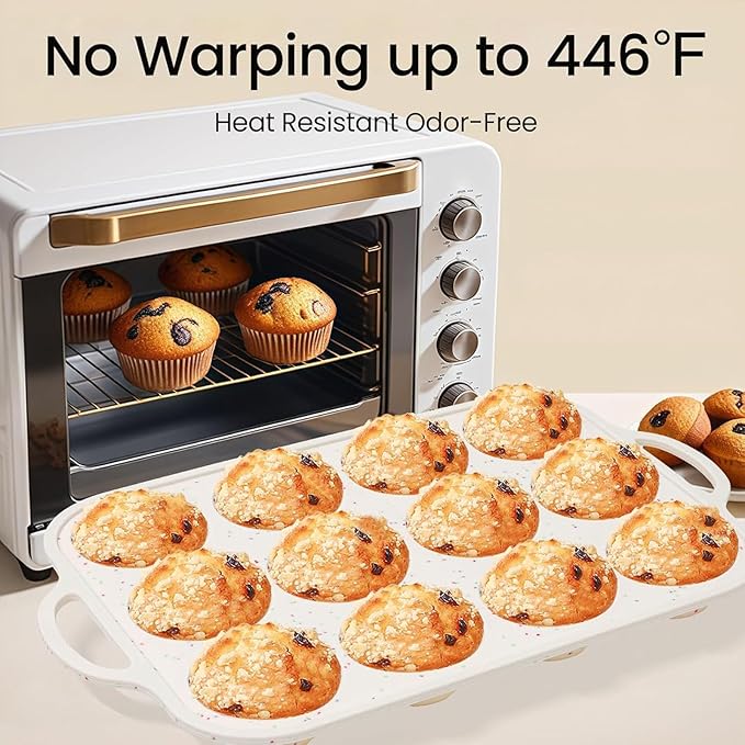 6 Cups Silicones Muffins Pan French Pastries Nonstick Baking Mold Tray for Cupcakes Brownies Ice Creams Speckled Design Baking Accessories