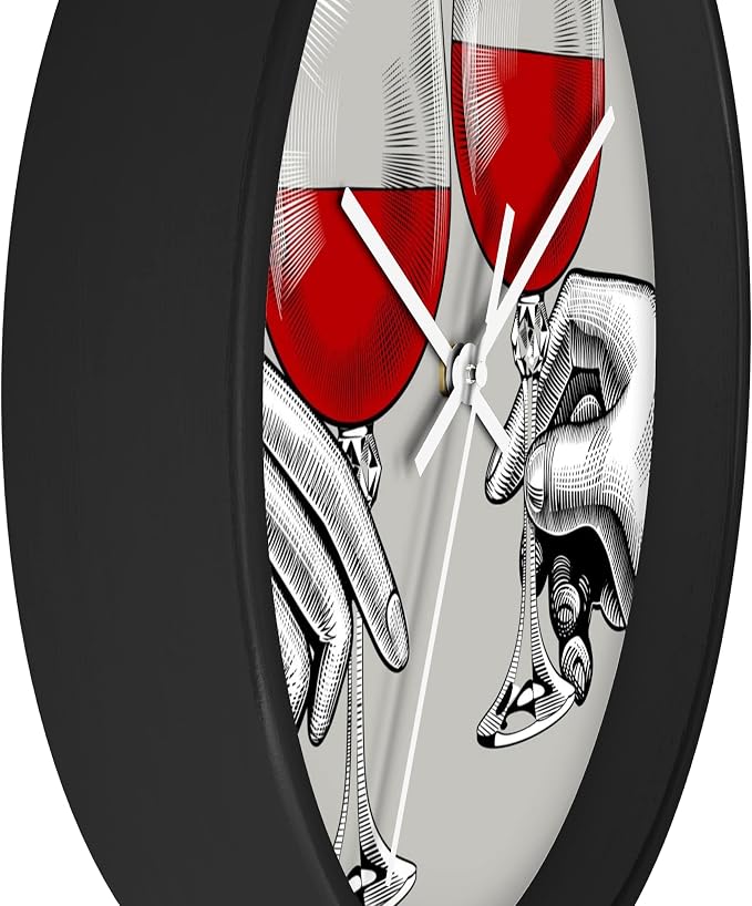Mozingo ~ Wine Clock for Kitchen Bar Wall It's Wine O'clock Silent Time Gift Home Decor Made In USA, 10" (Hour Marks - None, Clock Frame Color - Black, Wine Theme #04) - Image 2
