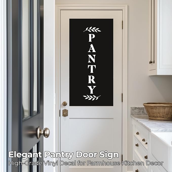 Pantry Door Vinyl Decal – Farmhouse Kitchen Decor Sticker – White Pantry Door Sign for Kitchen Organization (White, H - 27.6 inch) - Image 5