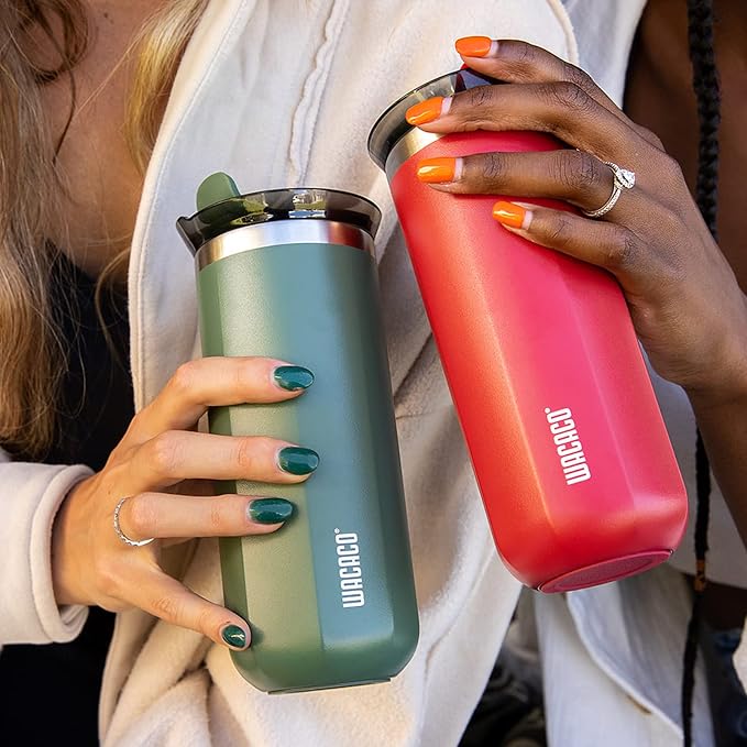 WACACO Octaroma Grande Vacuum Insulated Coffee Mug, 15 fl oz (435ml), Double-wall Stainless Steel Travel Tumbler With Drinking Lid, Pomona Green - Image 4