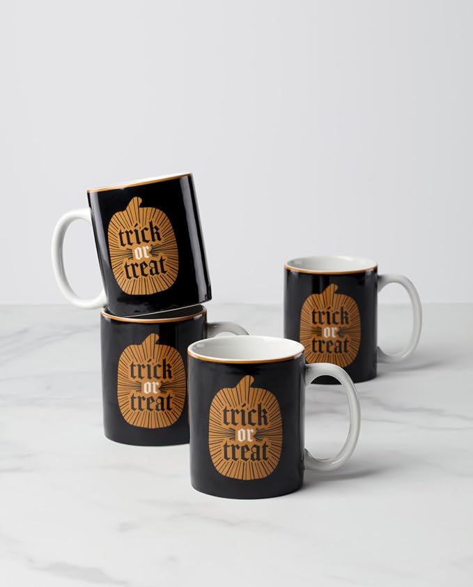 Oneida Vintro Halloween Porcelain Mug Set for 4, 10oz | dishwasher safe, microwave safe | coffee mug gift for coffee lovers | 3.75 inch, 10oz, gift for women - Image 2