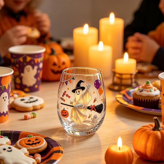 Artisanal Glassware, 3D Octopuses Stemless Wine Glasses, Ocean Embossed Glass Collection, #F - Image 6