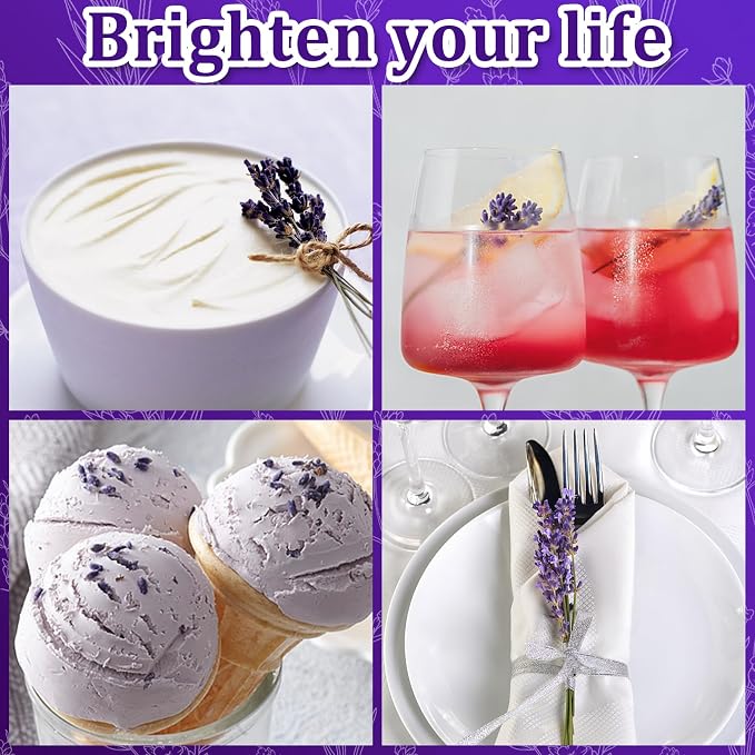 130+ Edible Lavender Sprigs for Cocktails & Cake Garnish, 6.69" Culinary Grade Lavender Sticks for Tea, Cooking & Decor – 1.76 oz (50g) Food-Grade Flowers for Wedding, DIY & Gifting - Image 5