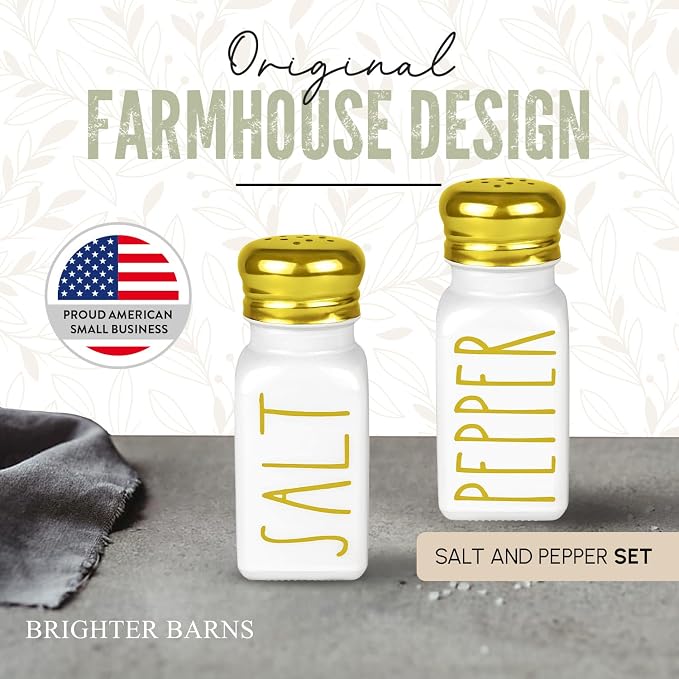Luxury Gold Salt and Pepper Shakers Set by Brighter Barns - Glass Shakers & Stainless Steel Lid - Modern Decor for Home, Restaurant, Hotel, Wedding, Gifts - Luxury Kitchen Accessories (Gold) - Image 6