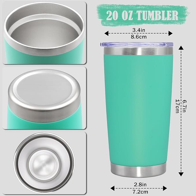 20oz Tumbler Insulated Coffee Tumblers with Lid StainlessSteel LightBlue 1P | 20 oz Tumblers Double Wall Insulated Vacuum 20oz Coffee Mug Leak Proof Tumblers with Lid Powder Coated - Light Blue 1 Pack - Image 4