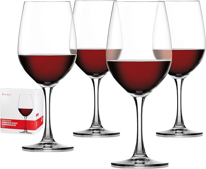 Spiegelau Wine Lovers Bordeaux Wine Glasses, Crystal Clear Drinking Glasses for Red Wines, Elegant Stemmed Glassware, Home Bar Accessories, Wedding Gifts, Hosting Essentials, 20.5 oz, Set of 4 by Spiegelau