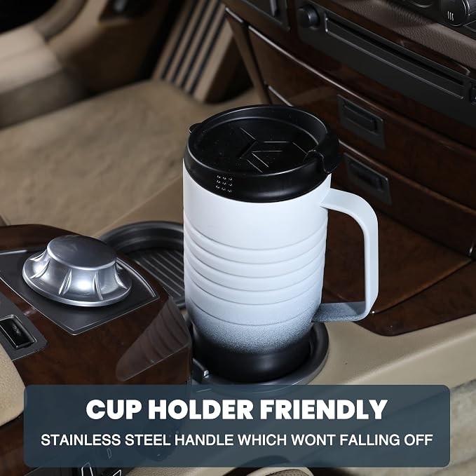 HAUSHOF 24 oz Travel Mug with Handle, Stainless Steel Vacuum Insulated Coffee Travel Mug, Double Wall Travel Mugs with Leakproof Lid, BPA Free - Image 2