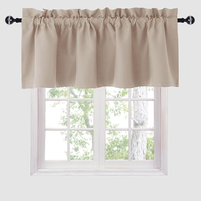 Hiasan Valance Curtains for Kitchen Blackout Thermal Insulated Solid Window Curtain Valance, Camel, 42 x 12 Inches, 1 Panel - Image 7