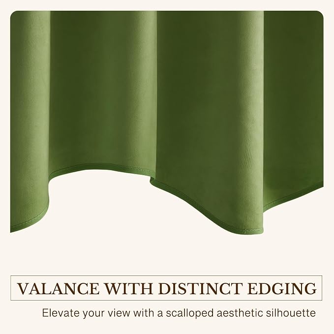 Grass Green Valance for Windows 52x18 Inch 1 Panel | Bright Wavy Green Kitchen Window Treatment, Spring Decorative Short Drapes for Bathroom, Kids Room, Rod Pocket - Image 5