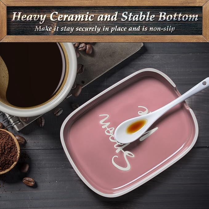 Ceramic Spoon Rest for Stove Top, DAYYET Large Spoon Holder, Spoon Rest for Kitchen Counter, Heat-Resistant Cooking Utensil Rest, Pink Kitchen Decor and Accessories - Image 5