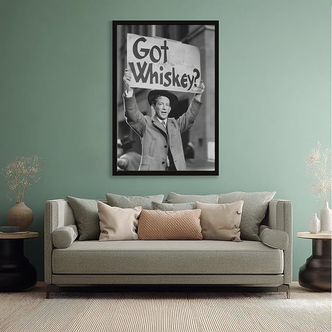 UXCBIA Whiskey Protest, Black And White Alcohol Speakeasy Poster Canvas Poster Wall Art Decor Print Picture Paintings for Living Room Bedroom Decoration Black Frame 24x36in(60x90cm) - Image 5
