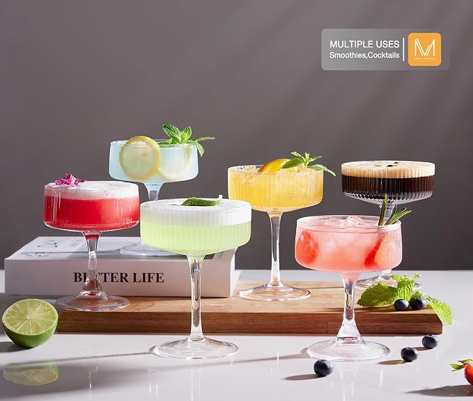 Martini Glasses Set of 4, 10oz Coupe Cocktail Glasses for Margarita | Manhattan, Cosmopolitan, Espresso, Home Bar, Evening Parties, Birthdays, Housewarming Gift - Image 7