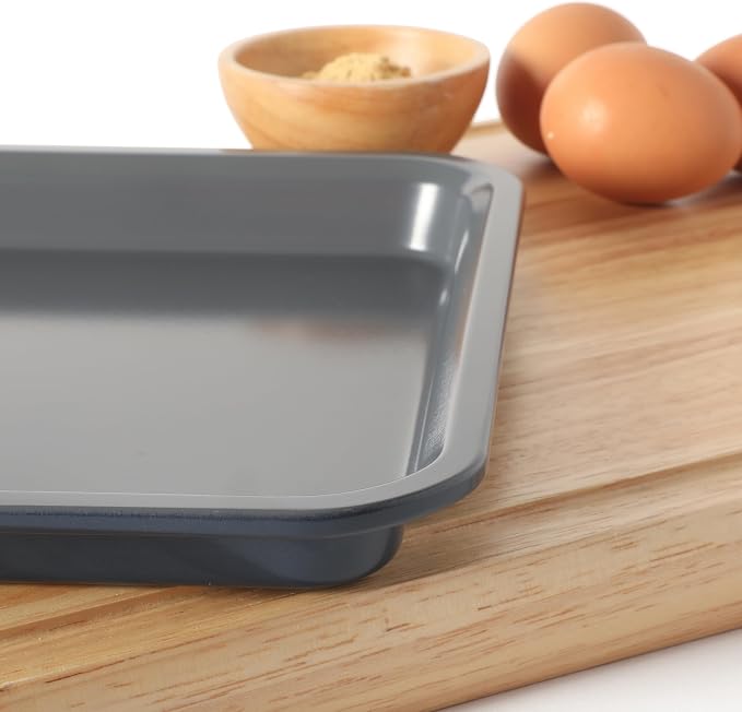 Calphalon Legacy 13 x 9 Inch PFA Free Nonstick Cookie Sheet Baking Pan in Blue, Durable Heavy Gauge Steel Bakeware for Even Heating, Oven Safe Baking Tray for Cookies - Image 5