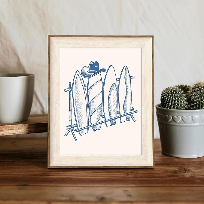 XOCUUI Coastal Granddaughter Room Decor Unframed, Blue Coastal Cowgirl Surfer Girl Canvas Posters, Beachy Preppy Aesthetic Room Decor Pictures For Teen Girl Dorm Apartment Decoration (8" X 10") - Image 7