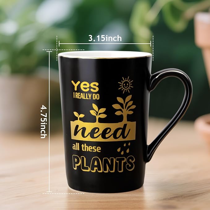 Biching Gardening Gifts for Women Men - Cool Plant Lover Gifts Coffee Mug | Garden Gifts for Gardeners, Plant Lady, Mom, Dad, Son - 14oz Black Ceramic Mug with Gold Print Lid Spoon Card Luxury Gift Box - Image 7