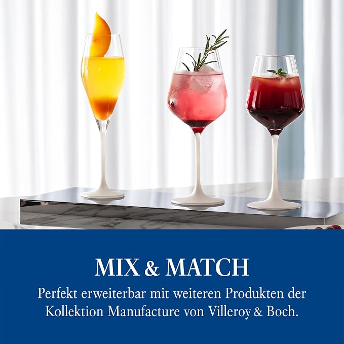 Villeroy & Boch - Manufacture Rock Blanc Champagne Flute Set, 4 pcs. Set of Drinking Glasses for Champagne and Sparkling Wine, 8.75 oz, Crystal Glass, Frosted Matte White Slate Look Base | Matte-white crystal glass champagne flutes, hand wash only, ele... - Image 7