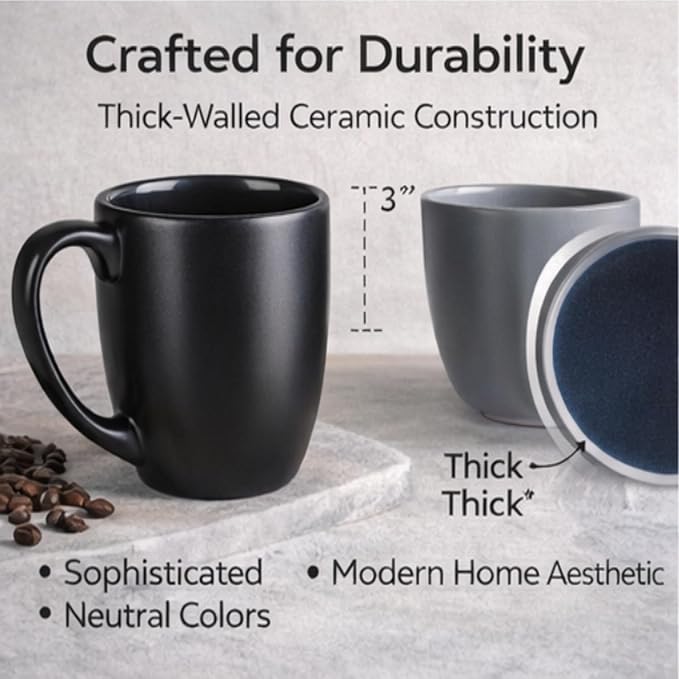 GBhome 16 oz Coffee Mug Set of 6, Large Ceramic Coffee Mugs for Men Women | Modern Stoneware Coffee Mugs Set with Handle for Tea/Latte/Cappuccino/Milk/Cocoa, Dishwasher & Microwave Safe - Image 5