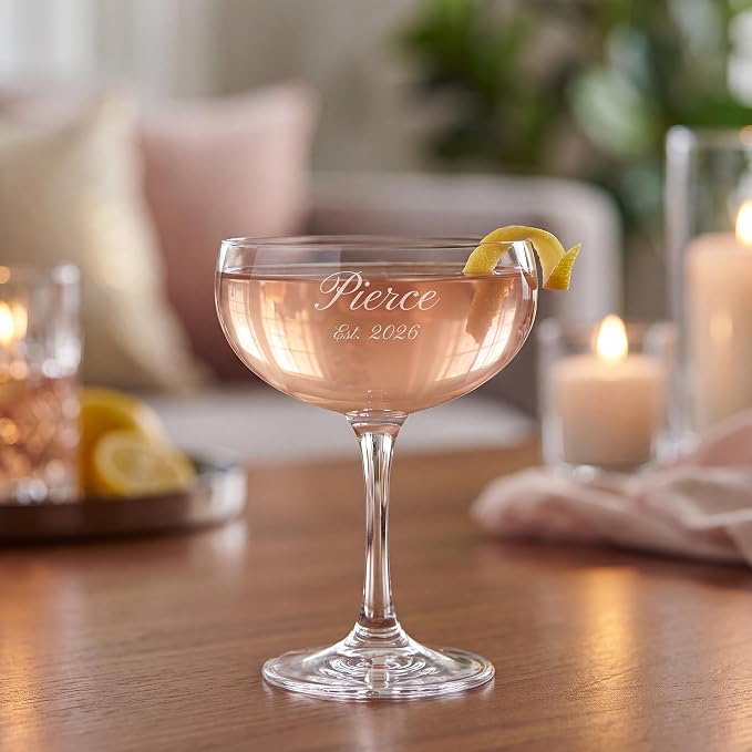 Marquis By Waterford Engraved Moments Coupe Glasses, 9oz, Set of 4 | Personalized with Custom Engraving for Luxurious Home Bar Gifting - Image 8