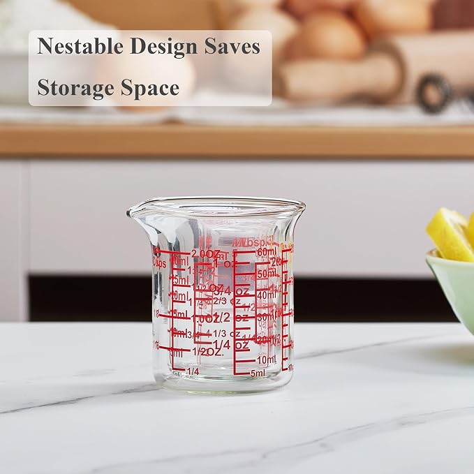 Ackers 4-Piece Glass Measuring Cup Set, Borosilicate Beaker Style Nesting Liquid Measuring Cups - Image 6