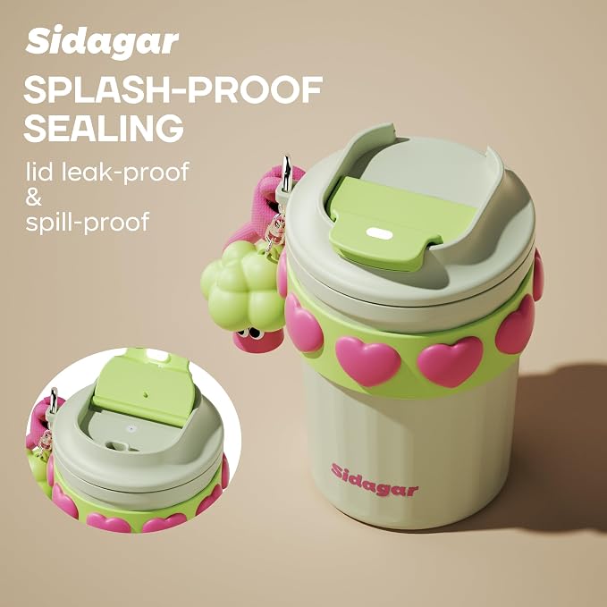 SDGA+ 12 oz Travel Coffee Mug Spill Proof Leak Proof, Stainless Steel Thermal Coffee Cup with Lid, Resuable Cup for Hot and Cold, Portable Tumbler for Women, Minty Matcha - Image 3