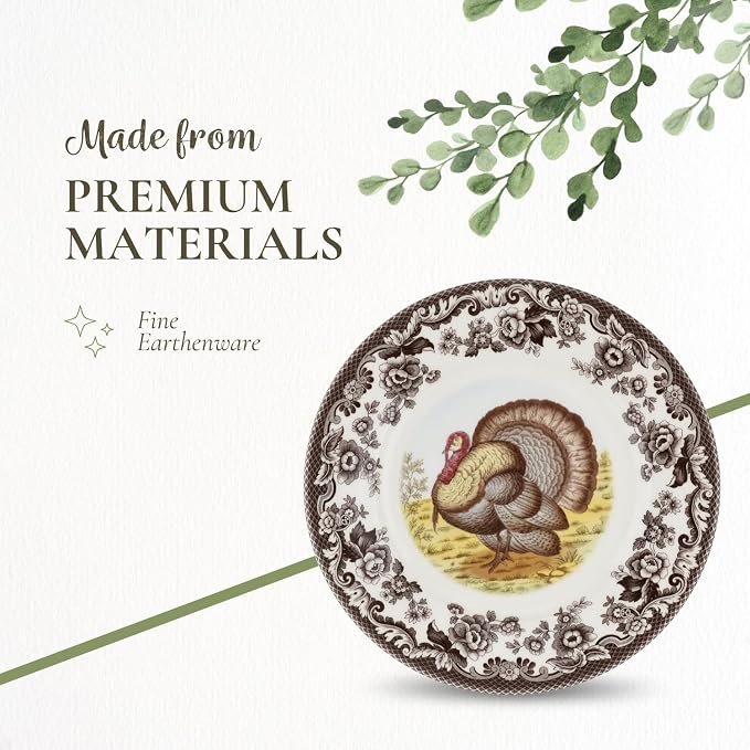 Spode – Woodland – Turkey Luncheon Plate - Brown/White - Image 4