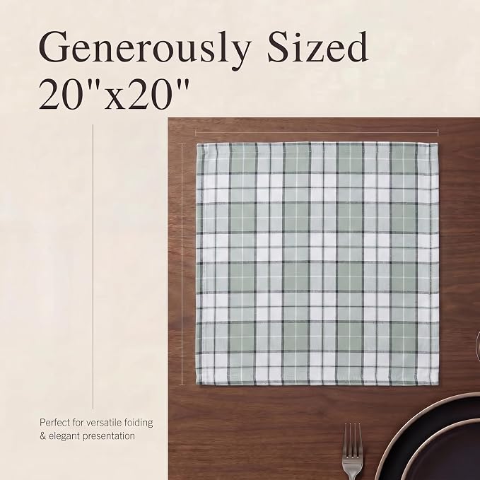 Urban Villa Cloth Napkins Cotton 20x20 (Set of 12) Majestic Checks - Image 6