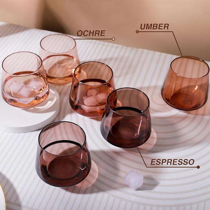 Venus Stemless Wine Glasses Set 6-14oz Melanin Colored Wine Glasses Stemless【HandBlown】 Brown Wine Glasses Set,Unique Brown Wine Glasses for Kwanzaa - Image 4