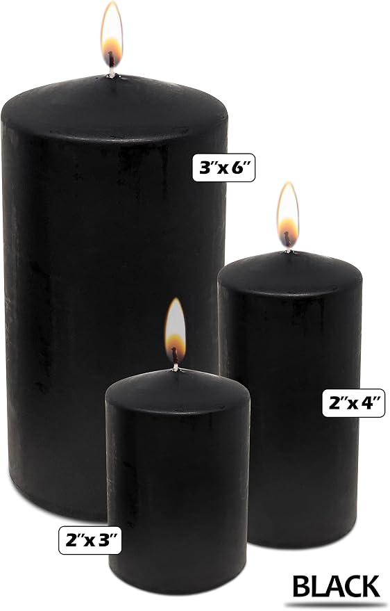 Hyoola Black Pillar Candles 2x4 Inch - 4 Pack Unscented Pillar Candles - European Made - Image 6