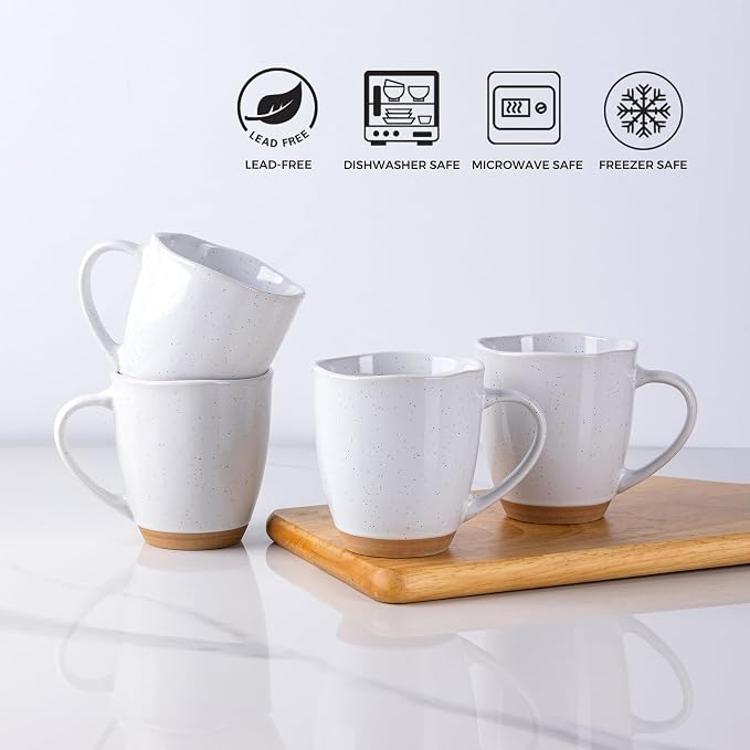 AmorArc 12oz Coffee Mugs, Ceramic Coffee Mugs set of 4 for Man, Woman, Dad, Mom, Modern Coffee Cups with handle for Latte/Cappuccino/Milk/Cocoa. Dishwasher&Microwave Safe, White - Image 5